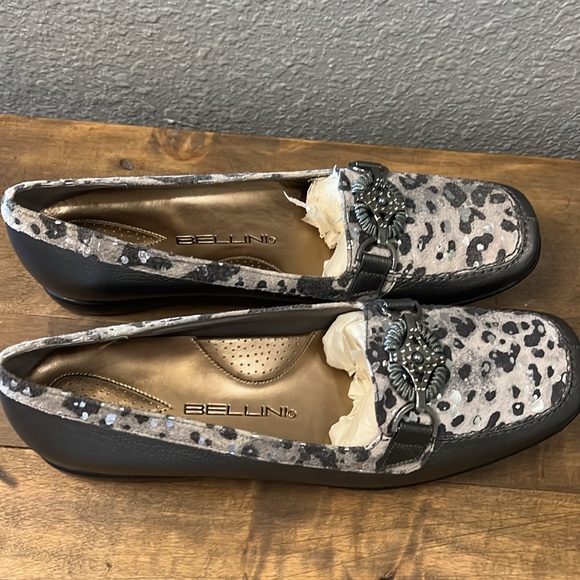 Bellini Leather Flats size 10 Silver animal print - Picture 3 of 6